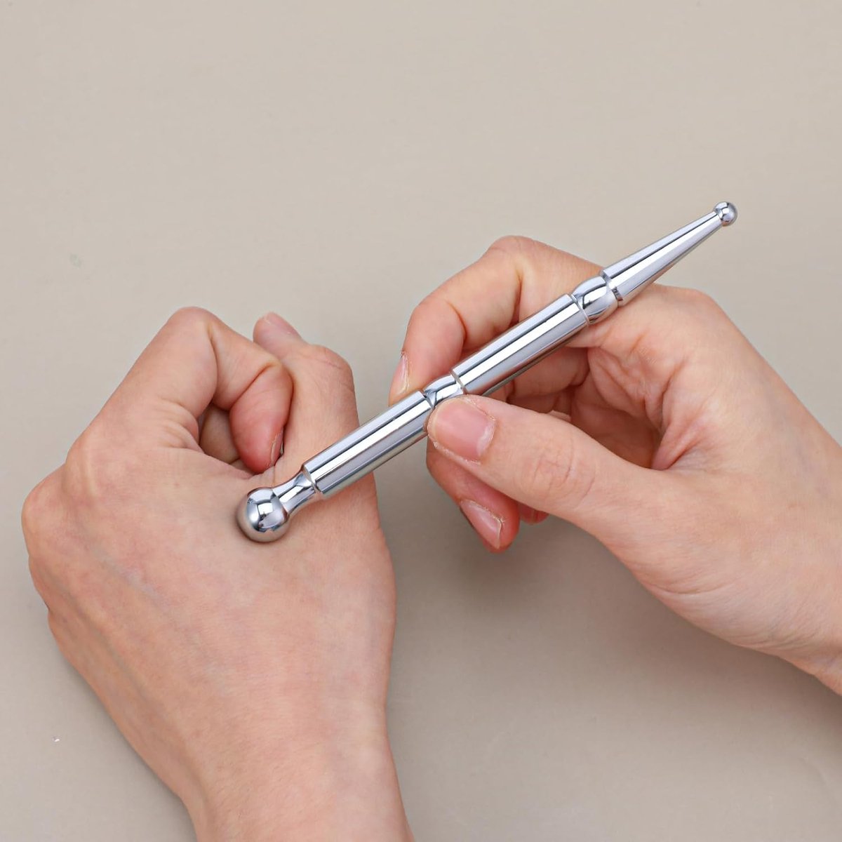 Pressure point pen - Trigger point acupressure pen - Stainless steel - Acupuncture rod - Meridian dredging rod - Manual - For back, shoulders, legs - 125*12mm - Silver - Image 3
