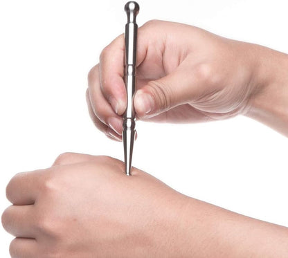 Pressure point pen - Trigger point acupressure pen - Stainless steel - Acupuncture rod - Meridian dredging rod - Manual - For back, shoulders, legs - 125*12mm - Silver - Image 7