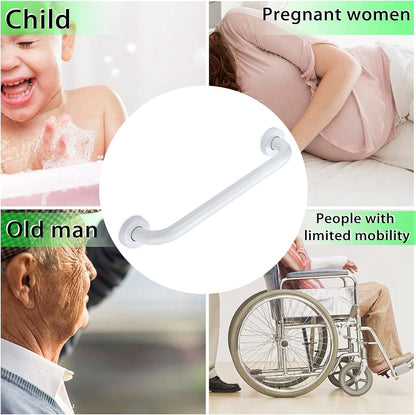 Toilet support rail - bath support - shower support - Grab rail wall support for bathroom, shower, toilet - 40 cm - Wall support - white - metal - Stainless steel - Image 4