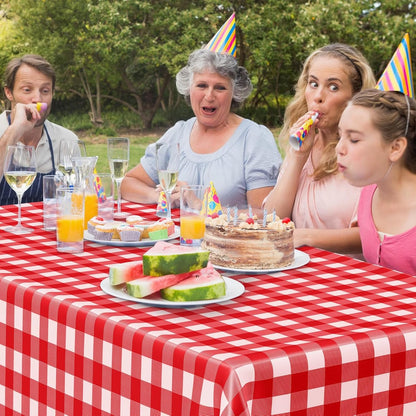 Tablecloths - Tablecloth - PEVA - Rectangular tablecloth - Water-repellent - Indoor and outdoor - Picnic tablecloth - Red checked tablecloth - Suitable for picnics, camping and parties - 137 x 274cm - Red - Image 2