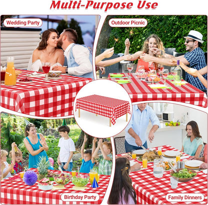 Tablecloths - Tablecloth - PEVA - Rectangular tablecloth - Water-repellent - Indoor and outdoor - Picnic tablecloth - Red checked tablecloth - Suitable for picnics, camping and parties - 137 x 274cm - Red - Image 4