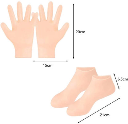 Silicone Socks - 1 Pair Foot Covers + 1 Pair Hand Masks - Foot Glove Set - Silicone - Soft - Hand and Foot Coverings - Moisturizing Socks - Moisturizing - Hydrate Your Hands and Feet - For Dry, Cracked Feet and Hands - Pink - Image 3