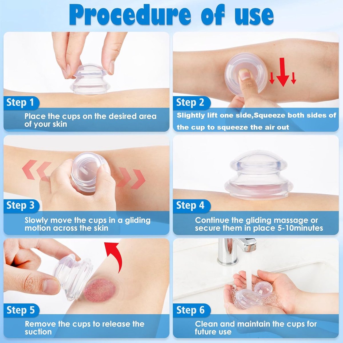 4-piece Cupping cup - Cupping cups - silicone cups - Cupping Set - Cupping For Cellulite - vacuum cup - For reducing cellulite anti-aging relieves pain and joints for buttocks, neck, body - black - Image 3
