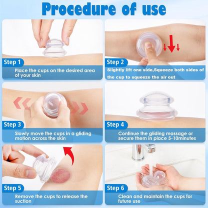 4-piece Cupping cup - Cupping cups - silicone cups - Cupping Set - Cupping For Cellulite - vacuum cup - For reducing cellulite anti-aging relieves pain and joints for buttocks, neck, body - black - Image 3
