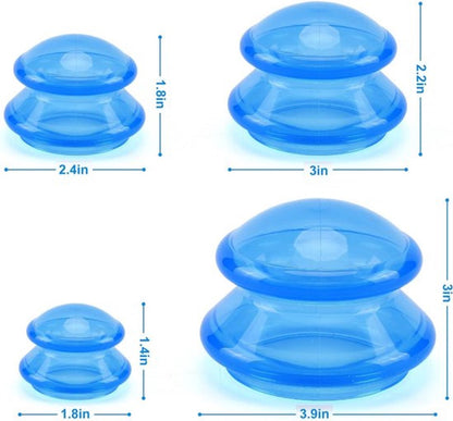4-piece Cupping cup - Cupping cups - silicone cups - Cupping Set - Cupping For Cellulite - vacuum cup - For reducing cellulite anti-aging relieves pain and joints for buttocks, neck, body - blue - Image 8