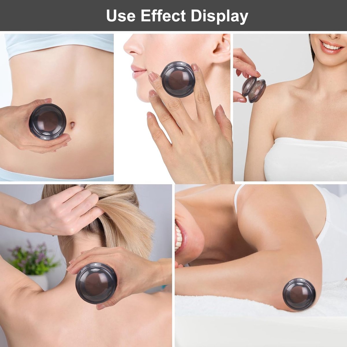 4 pieces silicone cups - Cupping cups - Cupping Set - Cellulite Cups - Cupping For Cellulite - vacuum cup - For reducing cellulite anti-aging relieves pain and joints for buttocks, neck, body - Green - Image 5