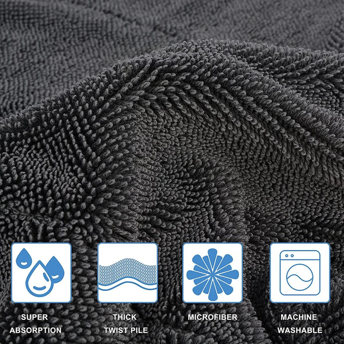 2 pieces - Microfiber cloth - drying towel - drying towel - Drying cloth - Cleaning towels - 40*40 cm - 600 g/m² - gray - Absorbent - for shower, bathroom and car washing - Image 3