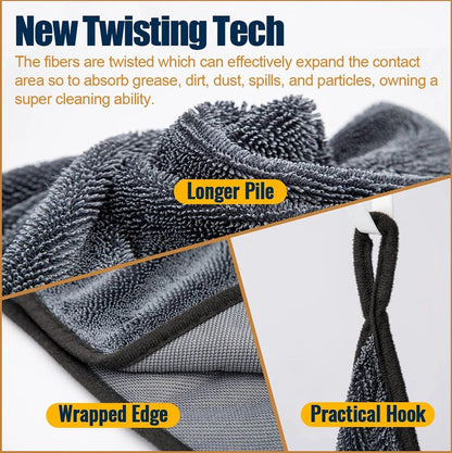 2 pieces - Microfiber cloth - drying towel - drying towel - Drying cloth - Cleaning towels - 40*40 cm - 600 g/m² - gray - Absorbent - for shower, bathroom and car washing - Image 4