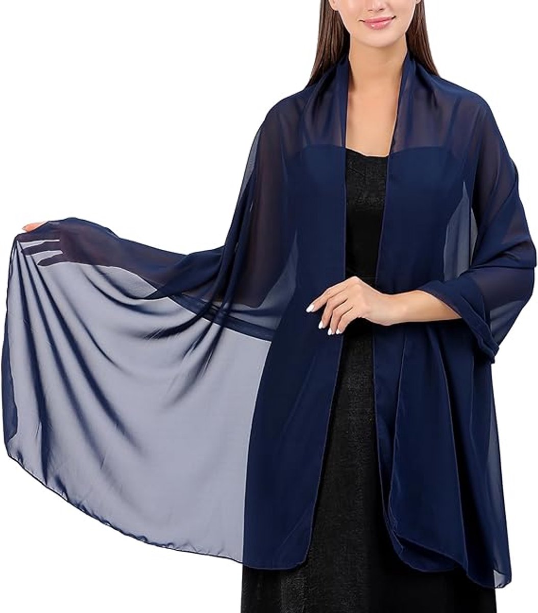 Shawl - Chiffon Scarf - Women's Scarf - Thin Wrap Scarf - Stole - Shawl - Blue - 200*70cm - Shawls for Evening Dresses - Chiffon Stole - for Bride Wedding Shawl - Image 5