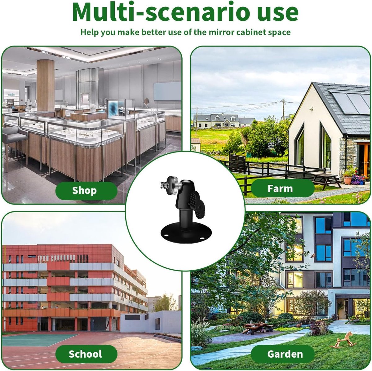 Metal Camera Bracket - 2 pieces - 360° adjustable - Wall mounting - For security cameras - Indoor and outdoor use - With installation accessories - Black - Image 5