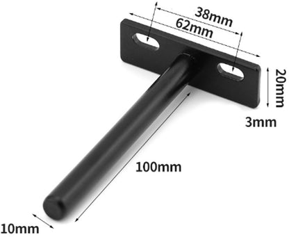 pieces - shelf brackets - 4 inch - shelf bracket - floating shelf support - brackets - floating shelf brackets - wall bracket - T-shape - invisible - for wall mounting hidden wooden shelf - black - iron - Image 2