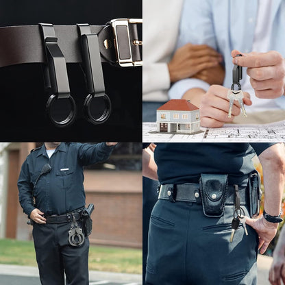 Keychain - 2 Pieces - Belt Keychain - Tactical Keychain - Duty Belt Keychain - Key Clip - Key Ring - Belt Clip - With Keyrings - Stealth Belt Loop Keychain Holder - 7.3*1.2*2.3 cm - Black - Image 3