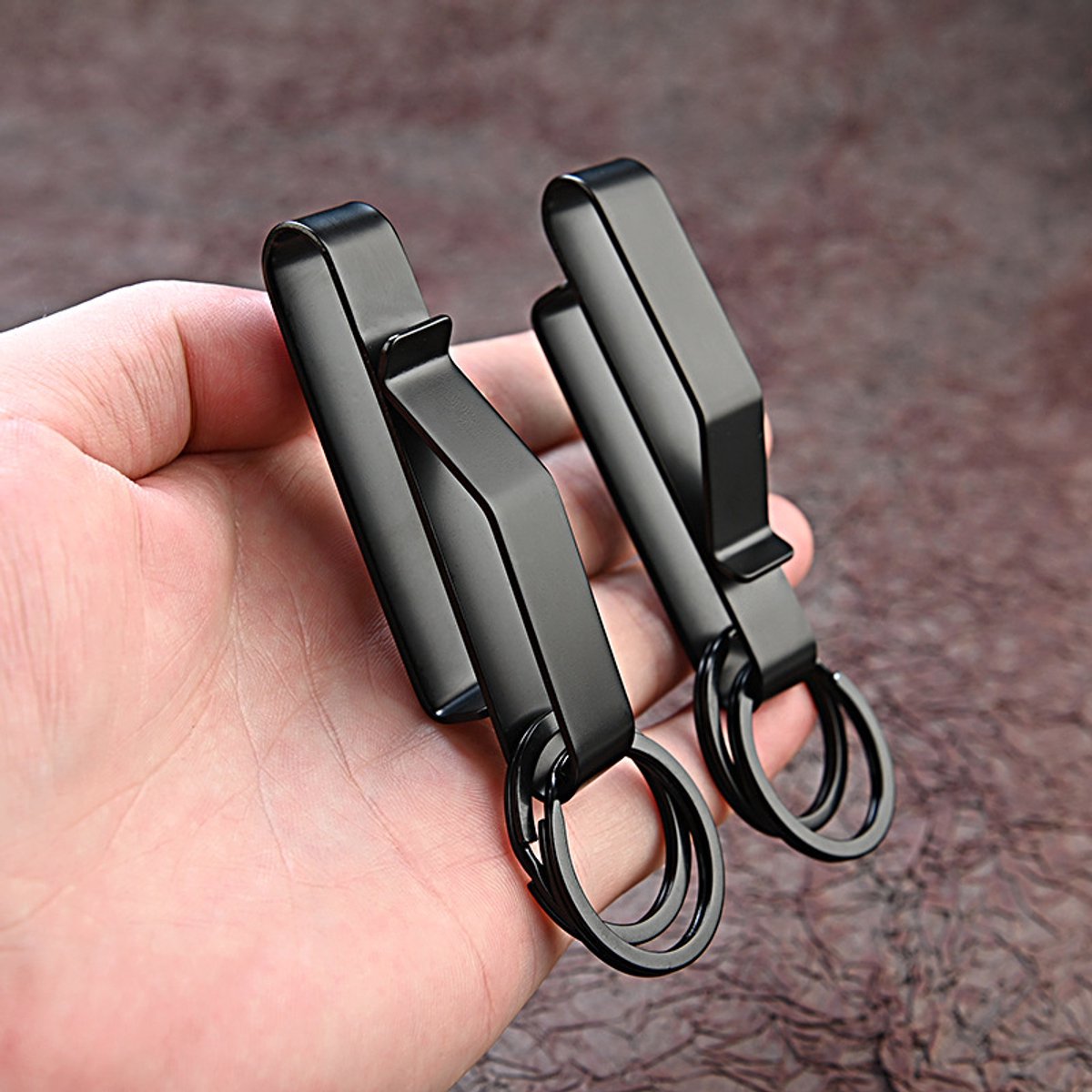 Keychain - 2 Pieces - Belt Keychain - Tactical Keychain - Duty Belt Keychain - Key Clip - Key Ring - Belt Clip - With Keyrings - Stealth Belt Loop Keychain Holder - 7.3*1.2*2.3 cm - Black - Image 4