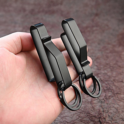 Keychain - 2 Pieces - Belt Keychain - Tactical Keychain - Duty Belt Keychain - Key Clip - Key Ring - Belt Clip - With Keyrings - Stealth Belt Loop Keychain Holder - 7.3*1.2*2.3 cm - Black - Image 4