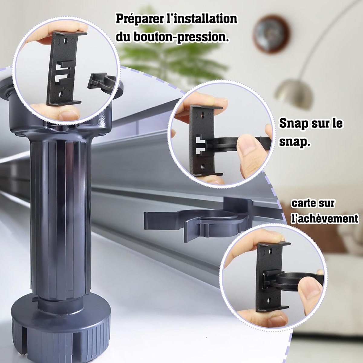 10 pieces - Skirting Clips - Kitchen Plinth Hooks - Kitchen Plinth Clips - for Kitchen Frames Fastening - black - plastic - for cabinet legs with a diameter of 2.6-2.8 cm - for sofa, table, bed, cabinet - Image 2