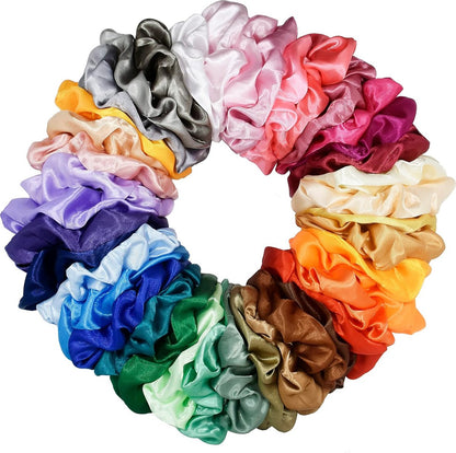 40 pieces silk hair scrunchies - satin hair elastics - hair scrunchies, hair ropes, scrunchies for women and girls, hair accessories - Scrunchies Velvet - Mega Pack Hair Accessory Hair Elastic Hair Bun - Image 5