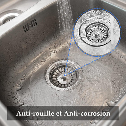 Sink Drain Plug - 2 pieces - Drain stopper - Strainer - 84mm - Stainless steel - Silver - Image 2