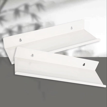 2 pieces - Wall shelf - Shower shelf - shelves - 30CM - carbon steel - white - floating - for bedroom, bathroom, kitchen, living room, office - Image 3