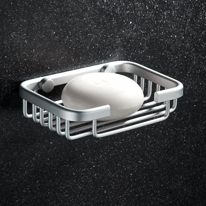 Soap Holder - Soap Dishes for Bathroom-Space Aluminum-Soap Basket Storage Racks-Soap Dish Holder Wall Mounted-Soap Holder-Soap Dish-Silver-Screw Drill Installation With Screws-For Storage Soap Sponge Brush - 8.5*13.5*3.5cm - Image 3