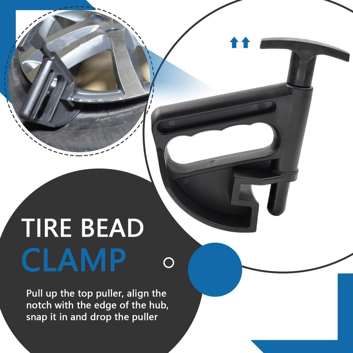 2 pieces - Tire heel clamp - Tire changer - tire pusher - Bead clamp - tire clamp - plastic - black - Universal - mounting aid - Rim Pry Wheel Changing Helper - Image 2
