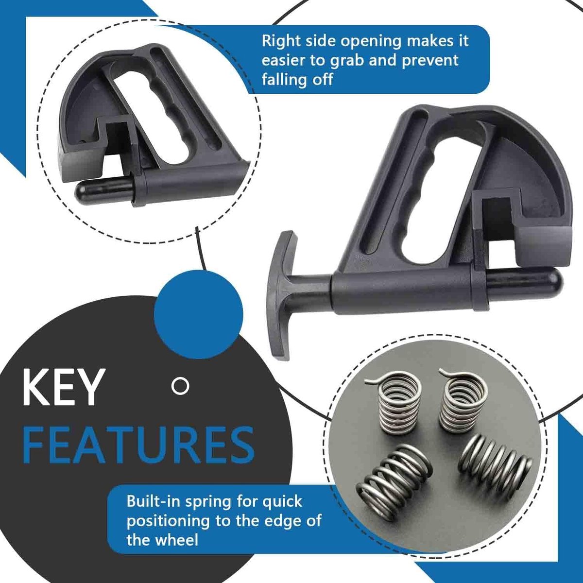 2 pieces - Tire heel clamp - Tire changer - tire pusher - Bead clamp - tire clamp - plastic - black - Universal - mounting aid - Rim Pry Wheel Changing Helper - Image 3