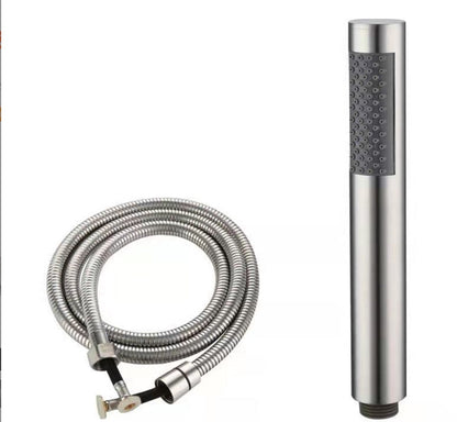 Shower head with 1.5m hose - Hand shower - Universal - Water saving - High pressure - Anti-kink hose - Brushed silver - Stainless steel and ABS - 19*3 cm - 1/2" thread