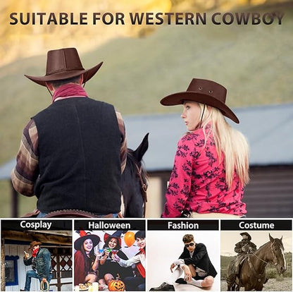 Beanie - Hat - Cowboy Hat - Hunter Hat - Polyester - Brown - 56-58 cm Head Circumference - Unisex - Wide Brim Hat - Image 3