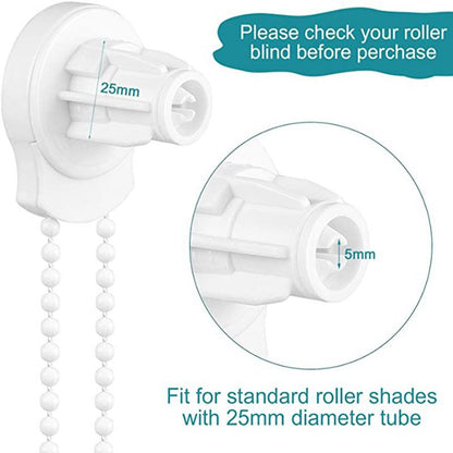 2 set - Roller blind system - roller blind fitting - bead chain - Curtain parts - window decoration accessories - roller blind chain - replacement repair kit for roller blinds - for Ø25 MM roller blind tube - with P-clips and screws - White - Image 3