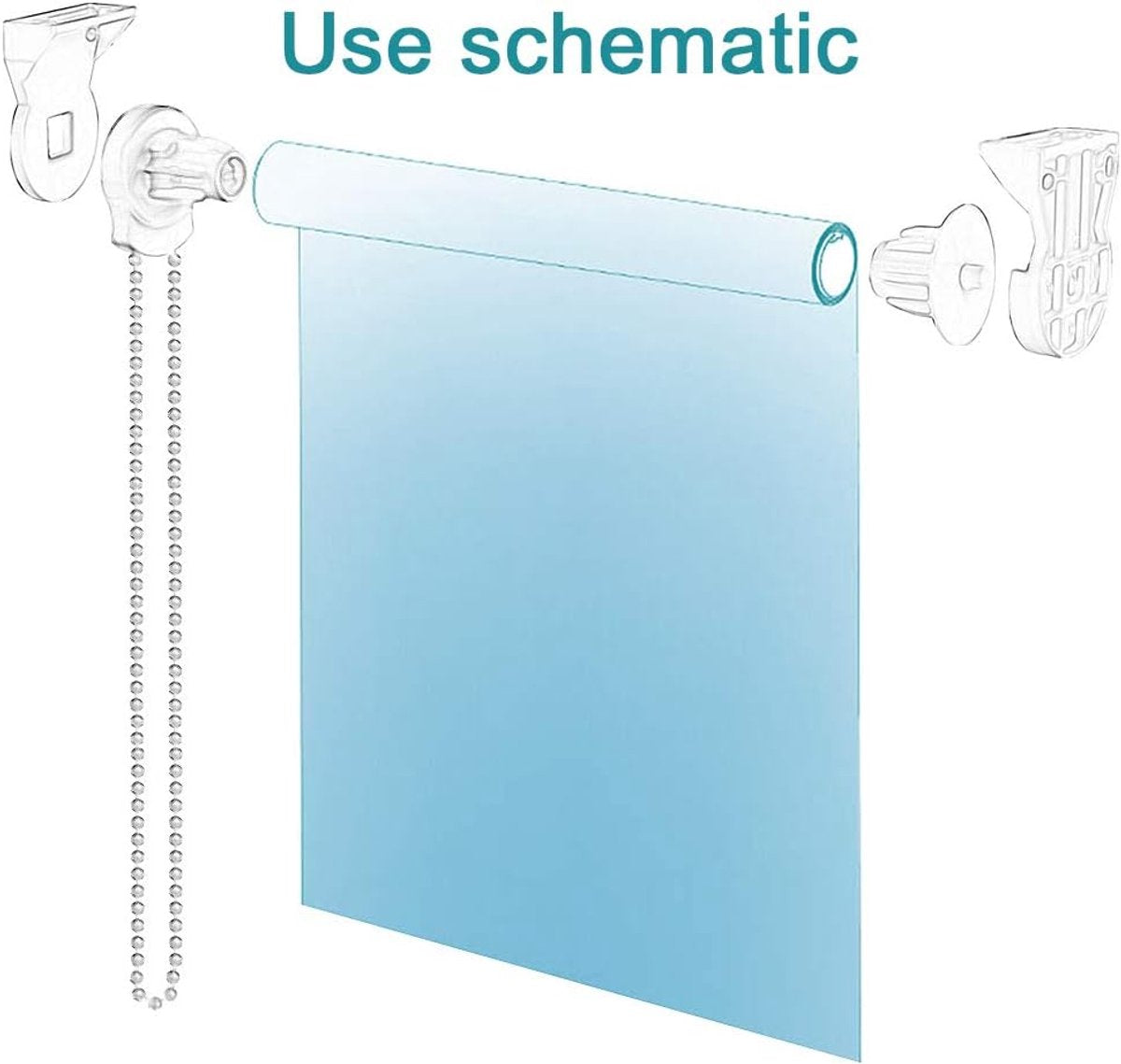 2 set - Roller blind system - roller blind fitting - bead chain - Curtain parts - window decoration accessories - roller blind chain - replacement repair kit for roller blinds - for Ø25 MM roller blind tube - with P-clips and screws - White - Image 5