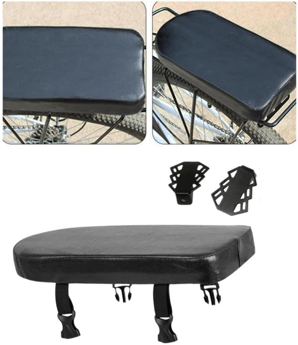 Rear Bicycle Seat - Bicycle Seat Rear Seat - With Footrests - Luggage Carrier Cushion - Rear Bicycle Seat - Universal - Black - Image 2