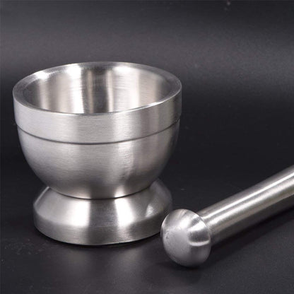Mortar and Pestle - Stainless Steel Mortar and Pestle, Food Safe Pestle and Mortar Stainless Steel, Diameter 8.5 cm - Herb Grinder - Spice Grinder - With Lid - Image 3