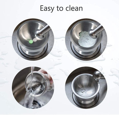 Mortar and Pestle - Stainless Steel Mortar and Pestle, Food Safe Pestle and Mortar Stainless Steel, Diameter 8.5 cm - Herb Grinder - Spice Grinder - With Lid - Image 4