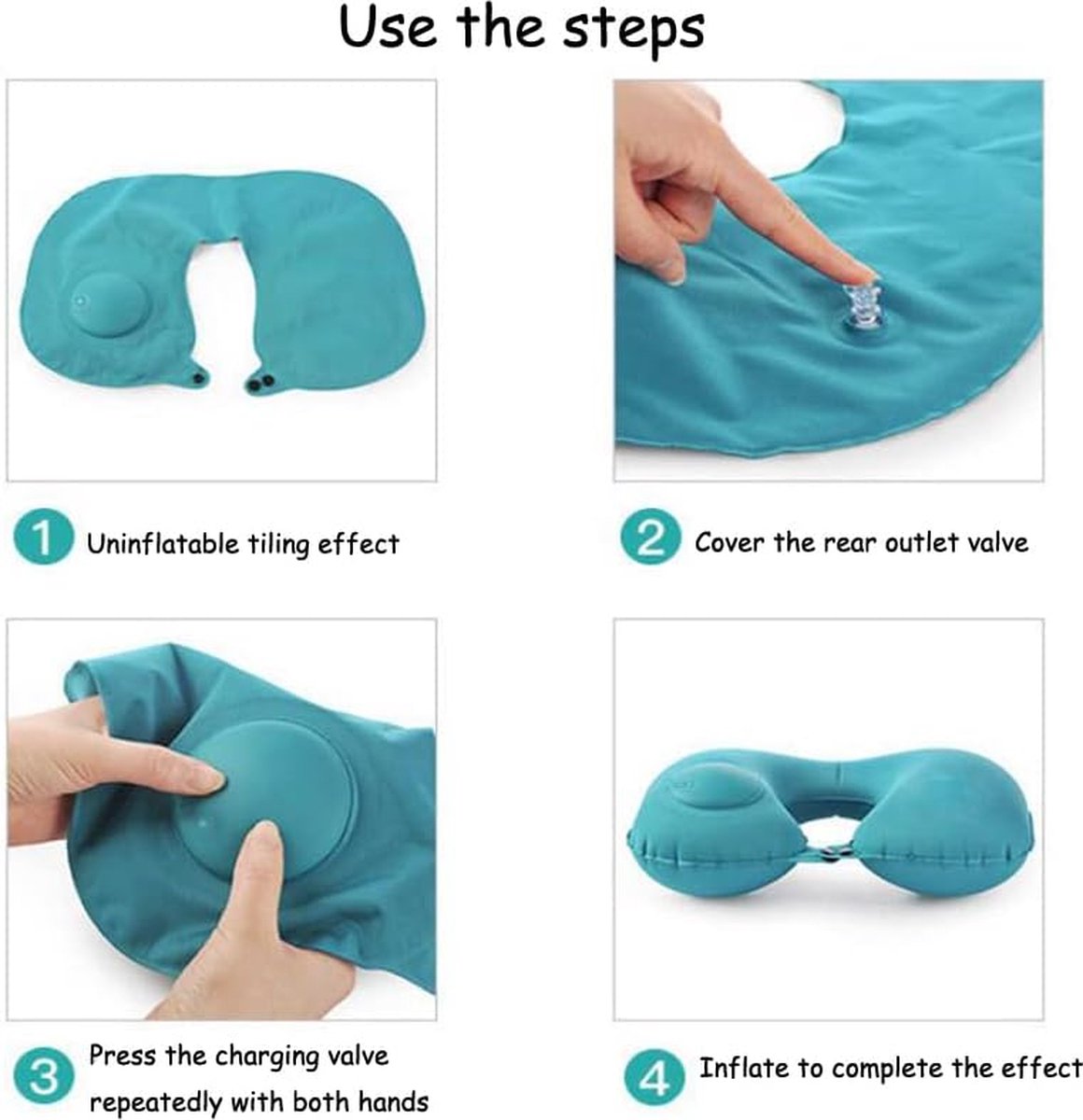 Travel Pillow - Inflatable Travel Pillow - Foldable - Neck Support for Neck Pain - Soft Neck Support for Sleeping - Align and Stabilize - One Size - Neck Support - Neck Band - Suitable for Airplanes, Cars, etc. - Image 6