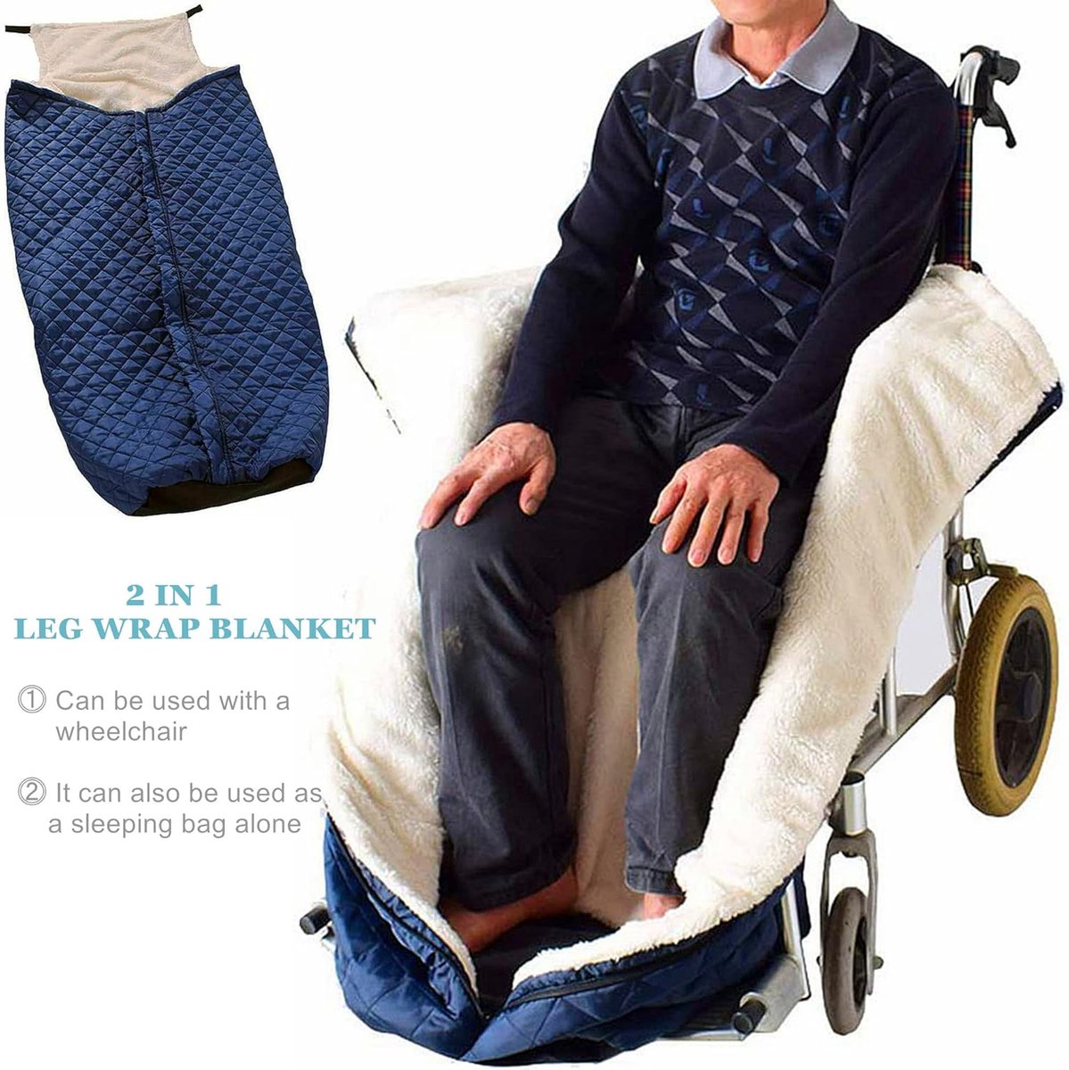 Wheelchair Blanket – Footmuff – Wind and Waterproof – Unisex – Cashmere Lined – Wheelchair Footmuff Adults – Warm & Comfortable – One Size – Stay Warm in Winter – 130*65cm – Waterproof – Waist Size - Image 3