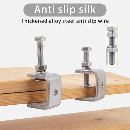C-Clamps - Pack of 6 - With M8 Hexagon Bolts - Glue Clamps - Adjustable Clamping Range 0-25 mm - For Woodworking and Welding - Stainless Steel - Silver - 2.4*3.2*5.5 cm - Image 3
