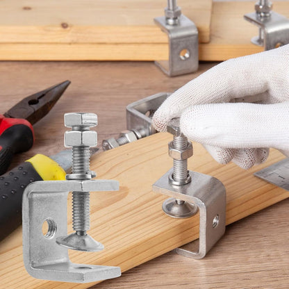C-Clamps - Pack of 6 - With M8 Hexagon Bolts - Glue Clamps - Adjustable Clamping Range 0-25 mm - For Woodworking and Welding - Stainless Steel - Silver - 2.4*3.2*5.5 cm - Image 4