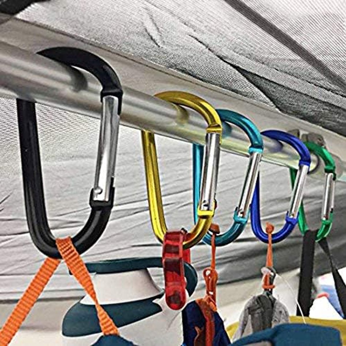 Light Pack Carabiners - 10 pieces - 4.5x56mm - Assorted Colors Random - Press - Carabiner - Carabiner - Carabiner - Musketon Hook - Image 3