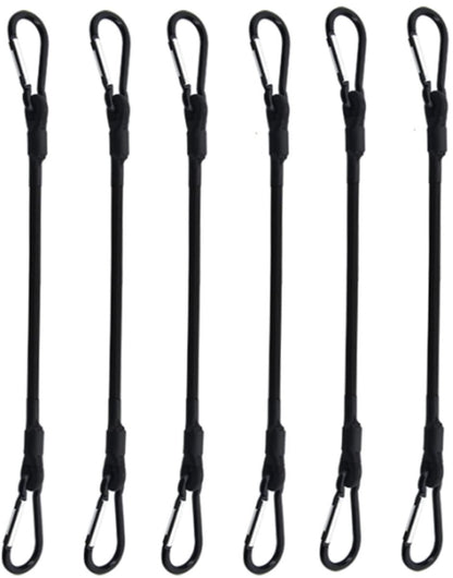 pieces - Elastic with carabiner - Rope Length 30 CM - black - Rope Diameter 6MM - Polypropylene yarn + latex silk - For securing sails, luggage, tents and bicycles