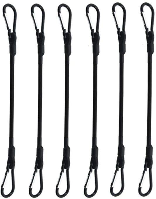 pieces - Elastic with carabiner - Rope Length 30 CM - black - Rope Diameter 6MM - Polypropylene yarn + latex silk - For securing sails, luggage, tents and bicycles
