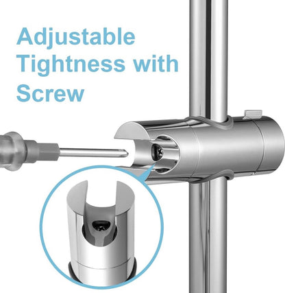 Shower Rail Slider - Hand Shower Bracket - ABS - Adjustable - Shower Head - Universal Shower Holder - Shower Head Holder - Hand Shower Holder - For Hand Shower or Shower Head for Bathroom - Suitable for Ø 18-25mm - Silver - Image 4