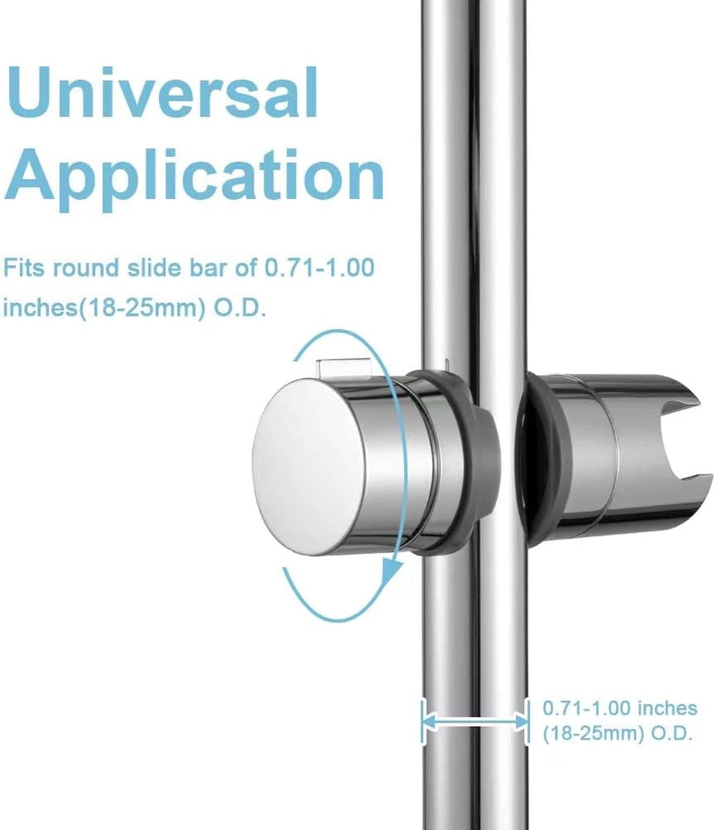 Shower Rail Slider - Hand Shower Bracket - ABS - Adjustable - Shower Head - Universal Shower Holder - Shower Head Holder - Hand Shower Holder - For Hand Shower or Shower Head for Bathroom - Suitable for Ø 18-25mm - Silver - Image 9