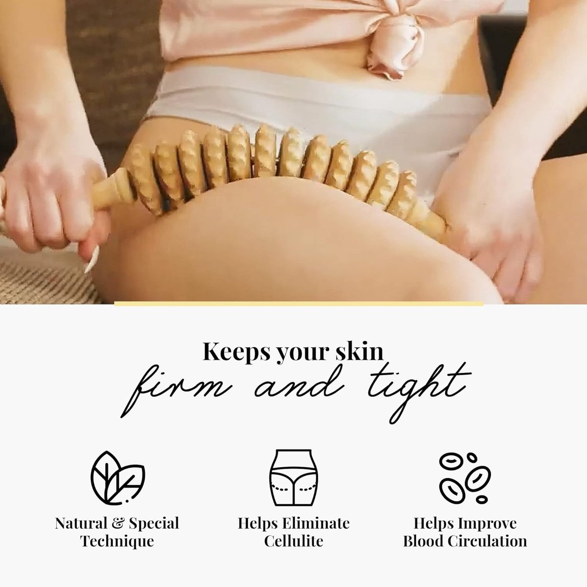 Massage Stick - Massage Ball - Massage - Massage Stick - Connective Tissue Massage - Curved Wooden Massage Roller - Relieve Fatigue - Accessories - Anti Cellulite Massage Roller Tool - Massage Roller - 42cm - Wooden - Wood Color - For Back, Neck, Shoulder - Image 3