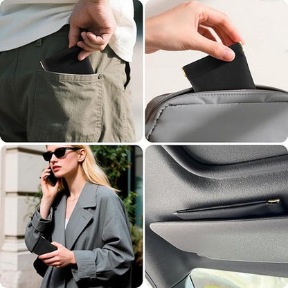 3 Pieces - Glasses Case - 18.5*9cm - Black - Soft Glasses Case - Portable Glasses Case - With Squeeze Lid - Anti-scratch - PU Leather Glasses Case - Storage Bag - Storage Box - For Women and Men - Image 2