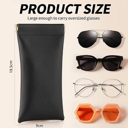3 Pieces - Glasses Case - 18.5*9cm - Black - Soft Glasses Case - Portable Glasses Case - With Squeeze Lid - Anti-scratch - PU Leather Glasses Case - Storage Bag - Storage Box - For Women and Men - Image 4