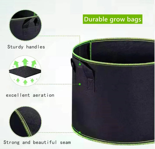 5 pieces - Plant growing bag - Grow bag - 10 Gallon - Grow pot - Plant bag - Sustainable - Reusable - Plant basket - Flowers - 40x30 CM - Black - non-woven fabric - Image 2
