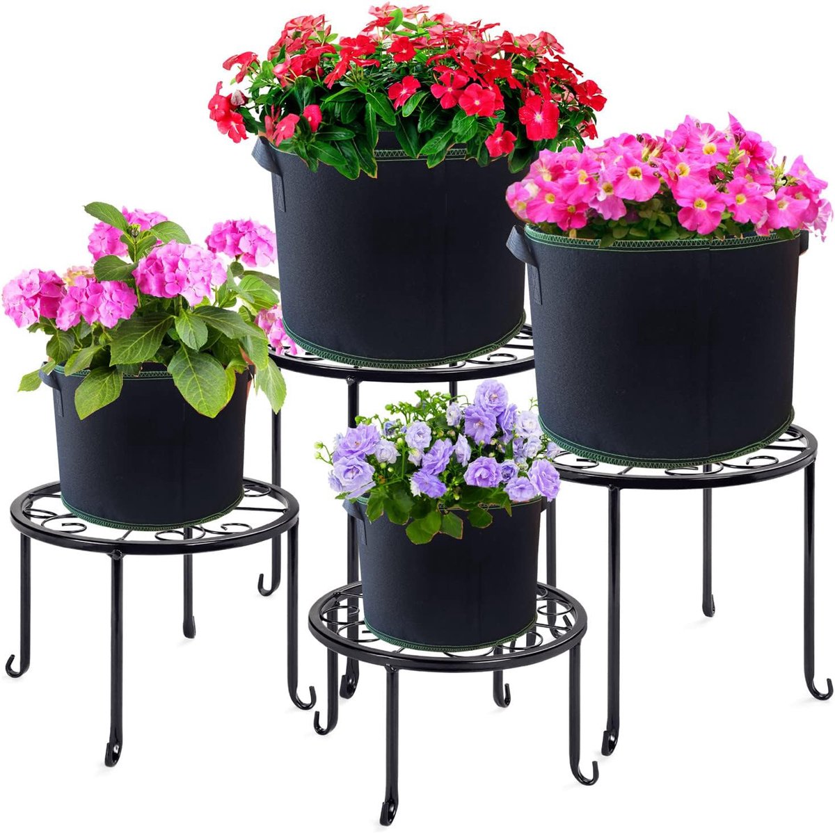 5 pieces - Plant growing bag - Grow bag - 10 Gallon - Grow pot - Plant bag - Sustainable - Reusable - Plant basket - Flowers - 40x30 CM - Black - non-woven fabric - Image 4