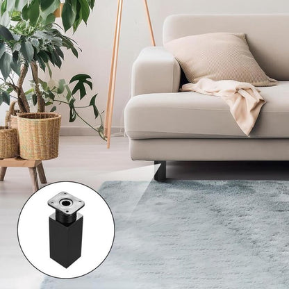 Furniture Legs - 4 Pieces - Table Legs - Aluminum Alloy - With Screws - Square - Sofa Leg Support Accessories - Adjustable - Modern - Suitable for Sofas, Coffee Tables, Cabinets, TV Stands, Desks, Shelves, Dressing Tables - 10cm - Black - Image 2