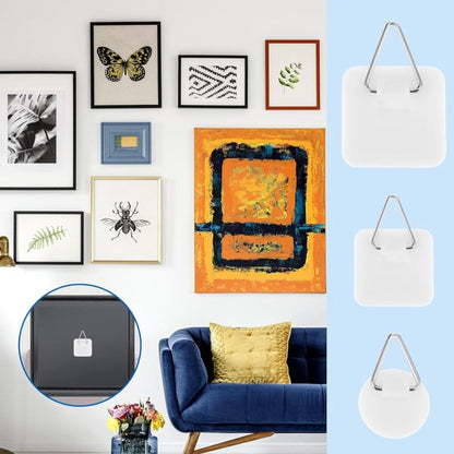 Self-adhesive hooks - Set of 45 - 3 sizes - 5 kg Load capacity - Adhesive hooks - Wall picture hangers - Picture hangers - Picture hanging hooks - For displaying decorative pictures and wall art - White - Image 4