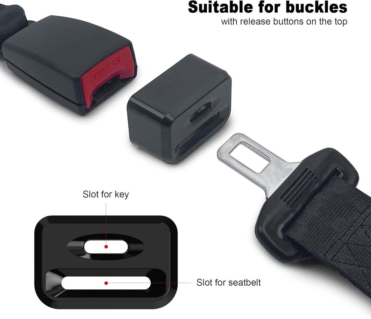 Seat belt buckle - 2 pieces - To lock the seat belt buckle - Seat belt protector child - Universal - Seat belt cover child - Black - Image 2