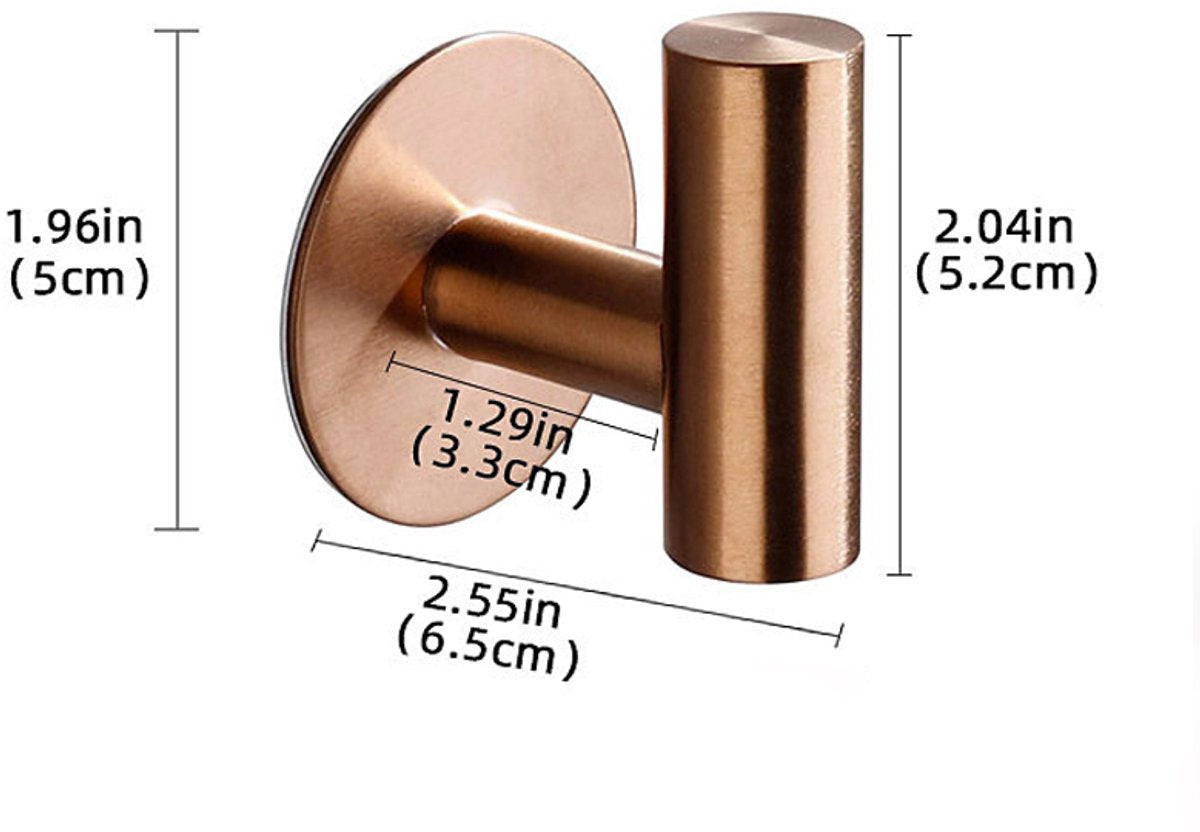 Self-adhesive Round Towel Hooks - 2 pieces - Hooks - 5×6.5×5.2 cm - Stainless Steel - Round Towel Hook - Rose Gold - Image 2